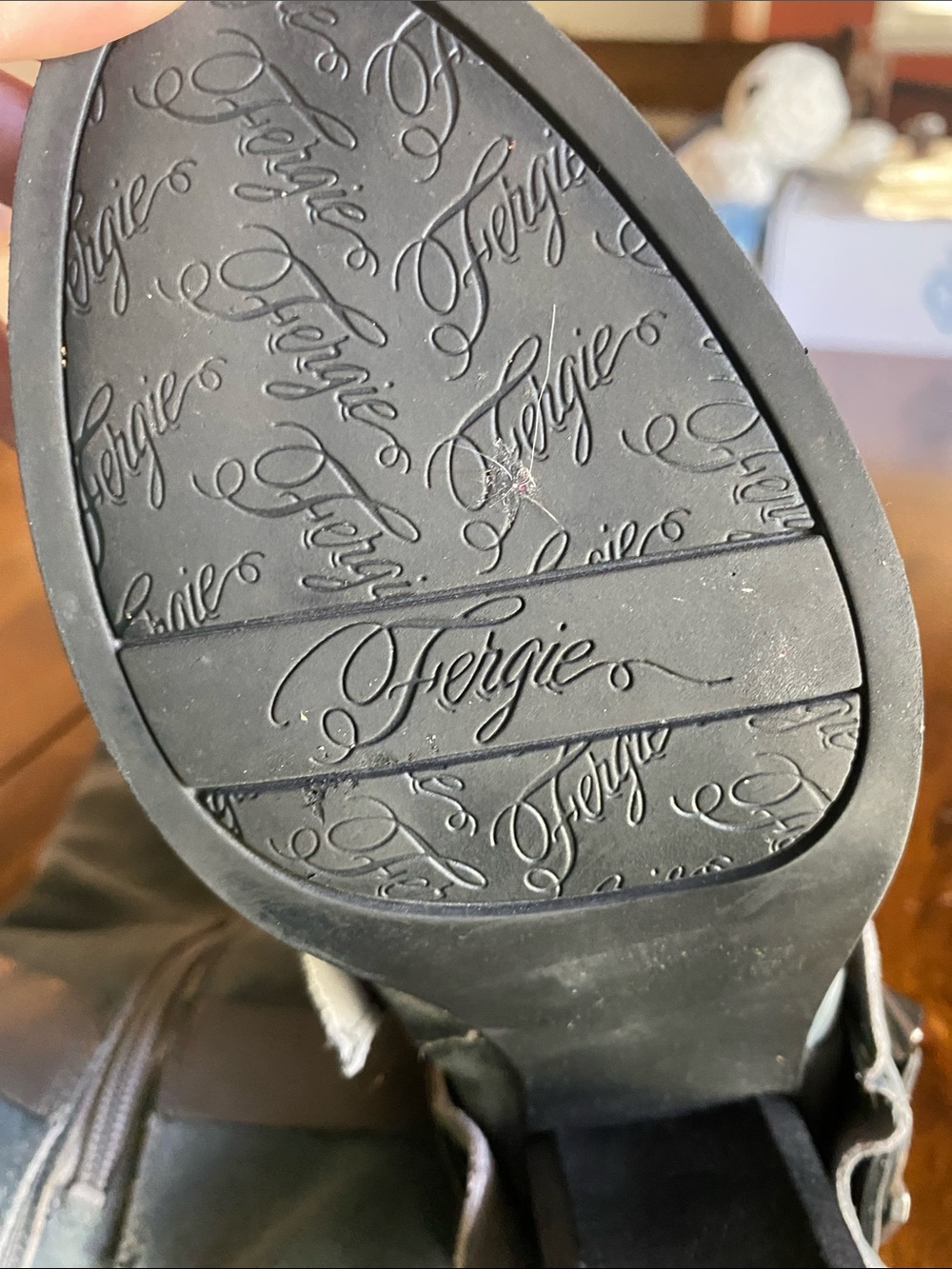 Fergie Tall Gray Moto Boots with Buckle Detail - Picture 7 of 9